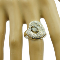 Ayesha Abstract Brown Halo Ring with Sparkling Stones