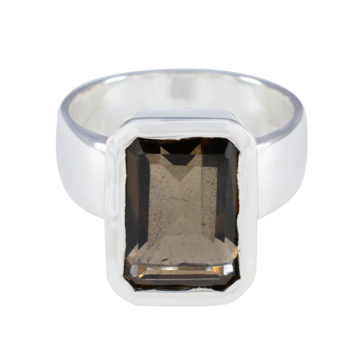 Nella Abstract Brown Solitaire Ring Smoky Quartz Brown