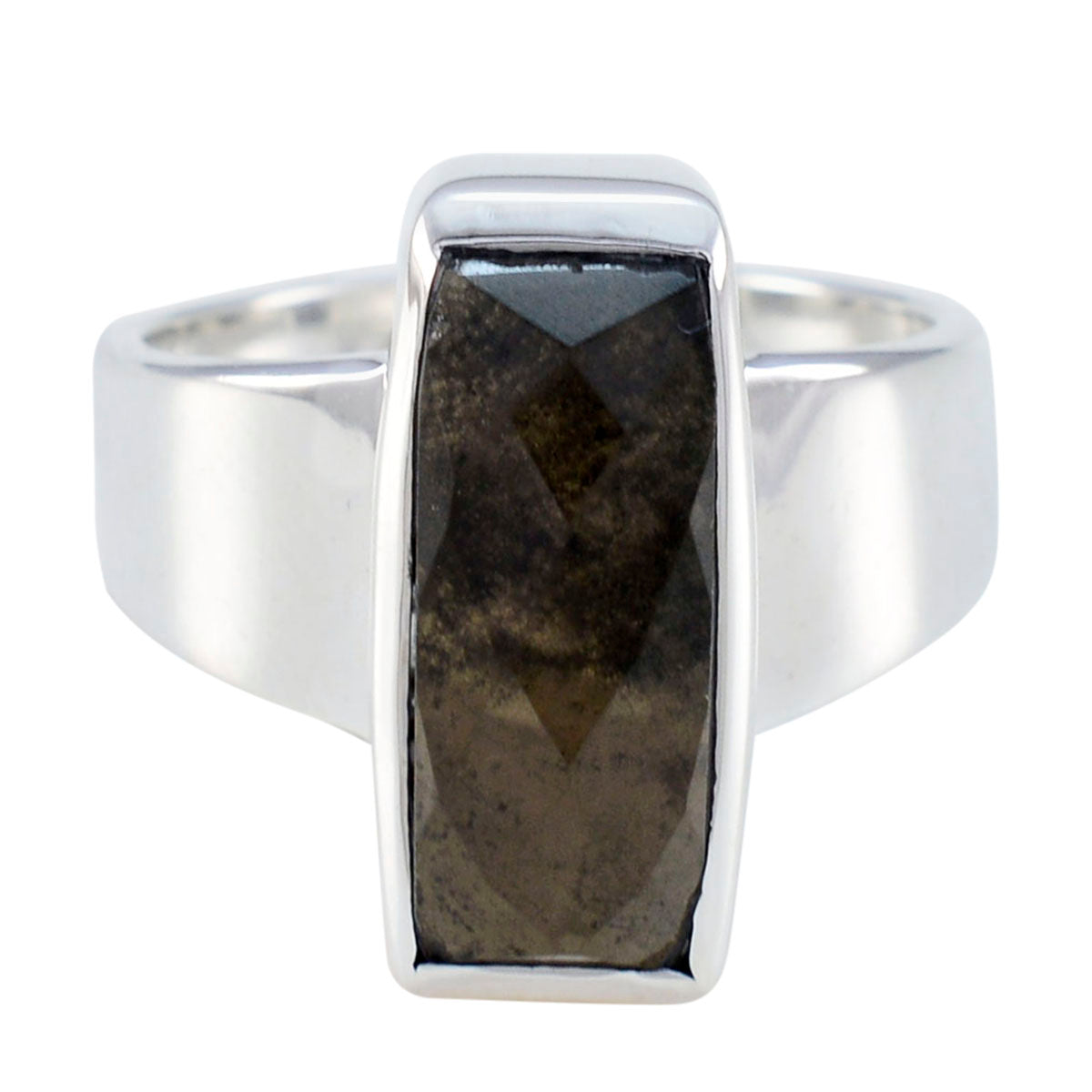 Siti Abstract Brown Solitaire Ring in Sterling Silver Smoky Quartz Brown
