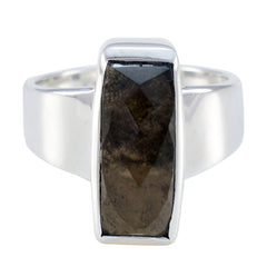 Siti Abstract Brown Solitaire Ring in Sterling Silver Smoky Quartz Brown