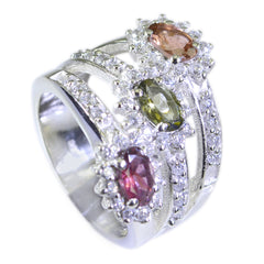 Ananya Abstract Gemstone Trilogy Ring with Sparkling Gems Garnet Red