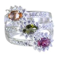 Ananya Abstract Gemstone Trilogy Ring with Sparkling Gems