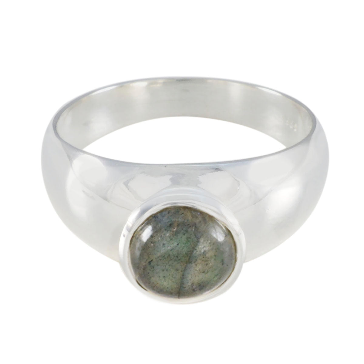 Camila Abstract Gray Solitaire Ring with Stone Accent Labradorite Gray
