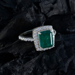 Ines Abstract Green Gemstone Ring with Sparkling Accents