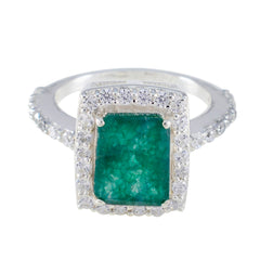Ines Abstract Green Gemstone Ring with Sparkling Accents Indian Emerald Green