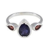 Seo-yeon abstract multicolor gemstone ring with teardrop shaped stones in silver setting