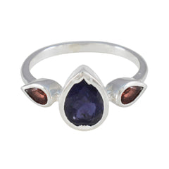 Seo-yeon abstract multicolor gemstone ring with teardrop shaped stones in silver setting