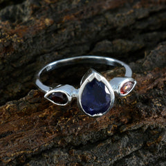Seo-yeon abstract multicolor gemstone ring with three teardrop-shaped stones set in silver band