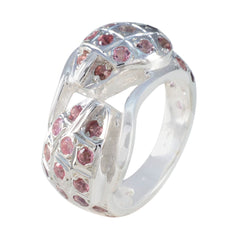 Siti silver crossover ring with pink gemstone lattice design abstract multicolor gemstone ring for elegant wear