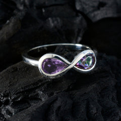 Ji-eun abstract multicolor toi et moi ring with purple and multicolor stones on silver band