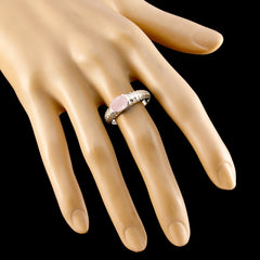 Eva Abstract Pink Solitaire Ring with Silver Band