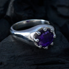 Camila Abstract Purple Gemstone Ring with Silver Band