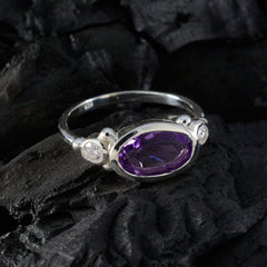 Aisha Abstract Purple Gemstone Ring with Silver Accents