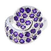 Nia abstract purple gemstone ring with spiral design set in silver band