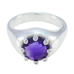 Camila Abstract Purple Gemstone Ring with Silver Band Amethyst Purple
