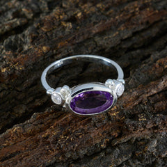 Aisha Abstract Purple Gemstone Ring with Silver Accents