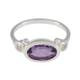 Aisha Abstract Purple Gemstone Ring with Silver Accents Amethyst Purple