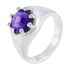 Camila Abstract Purple Gemstone Ring with Silver Band