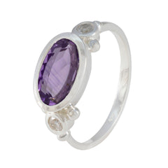 Aisha Abstract Purple Gemstone Ring with Silver Accents