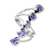 Tereza abstract purple gemstone ring silver multi band five amethyst stones modern statement ring