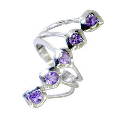 Tereza abstract purple gemstone ring silver multi band five amethyst stones modern statement ring