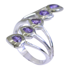 Tereza abstract purple gemstone ring sterling silver with five teardrop amethyst accents