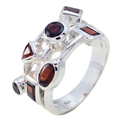 Liyana abstract red gemstone ring with multiple red stones set in silver band
