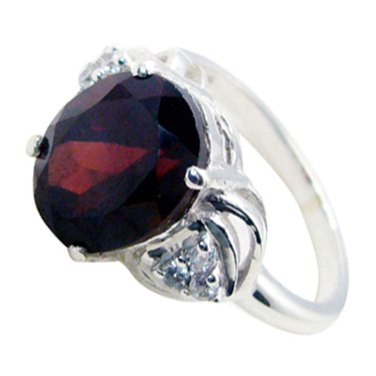 Nisa Abstract Red Halo Ring with Gemstone Accent Garnet Red