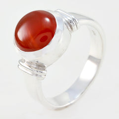 Elena Abstract Red Solitaire Ring with Silver Band