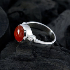 Elena Abstract Red Solitaire Ring with Silver Band