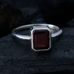 Wen Abstract Red Solitaire Ring in Sterling Silver