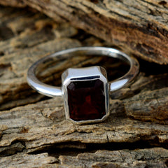 Wen Abstract Red Solitaire Ring in Sterling Silver
