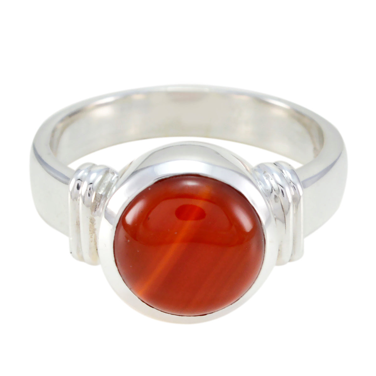 Elena Abstract Red Solitaire Ring with Silver Band Red onyx Red