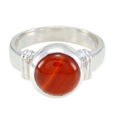Elena Abstract Red Solitaire Ring with Silver Band Red onyx Red