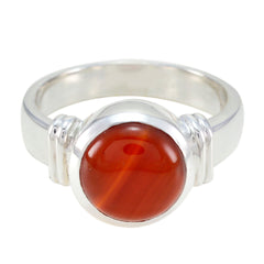 Elena Abstract Red Solitaire Ring with Silver Band Red onyx Red