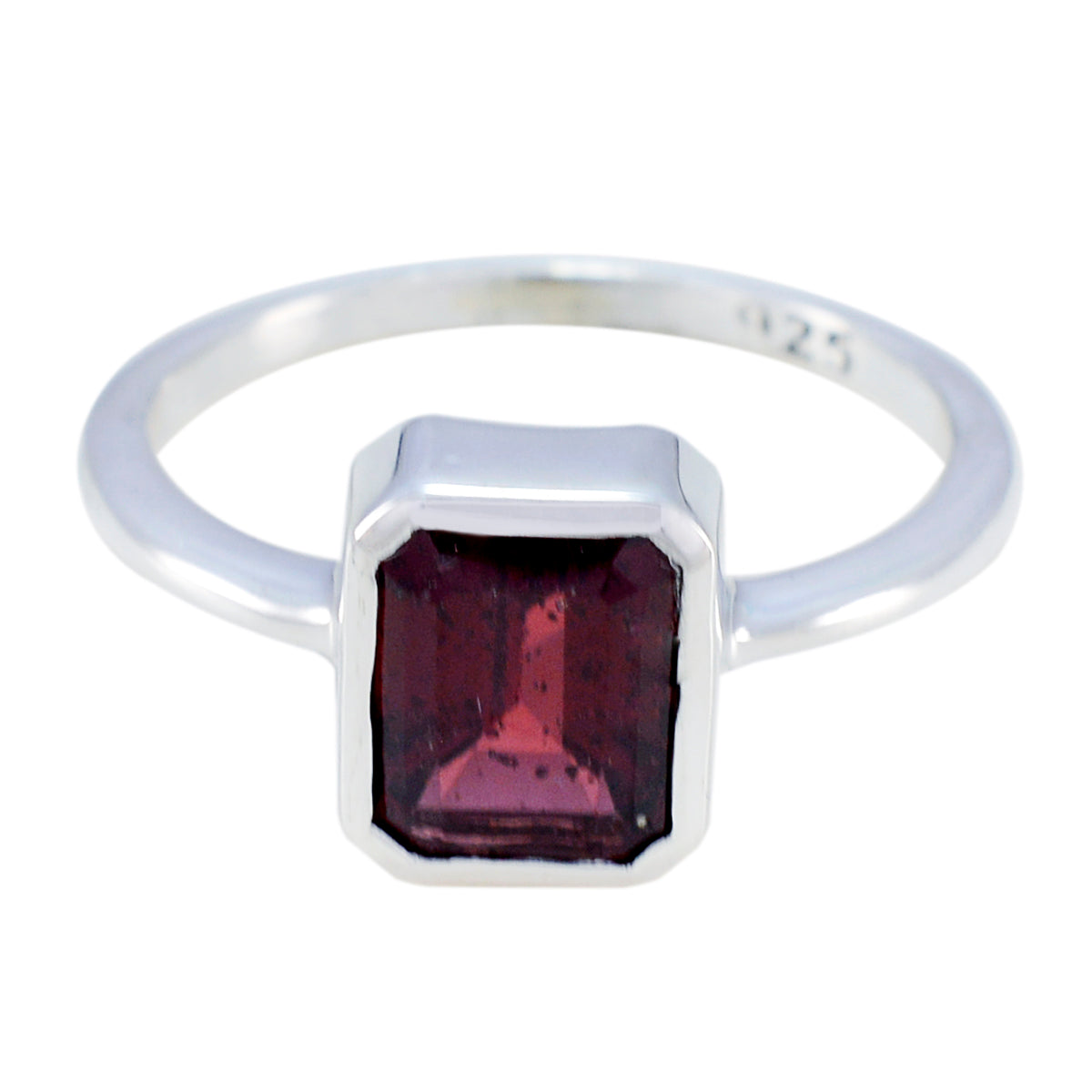 Wen Abstract Red Solitaire Ring in Sterling Silver Garnet Red