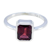 Wen Abstract Red Solitaire Ring in Sterling Silver Garnet Red