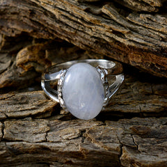 Ines Abstract Solitaire Ring with Moonstone Accent