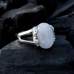 Ines Abstract Solitaire Ring with Moonstone Accent