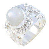 Riley Abstract White Solitaire Ring Rainbow Moonstone White