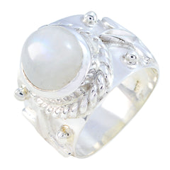 Riley Abstract White Solitaire Ring Rainbow Moonstone White