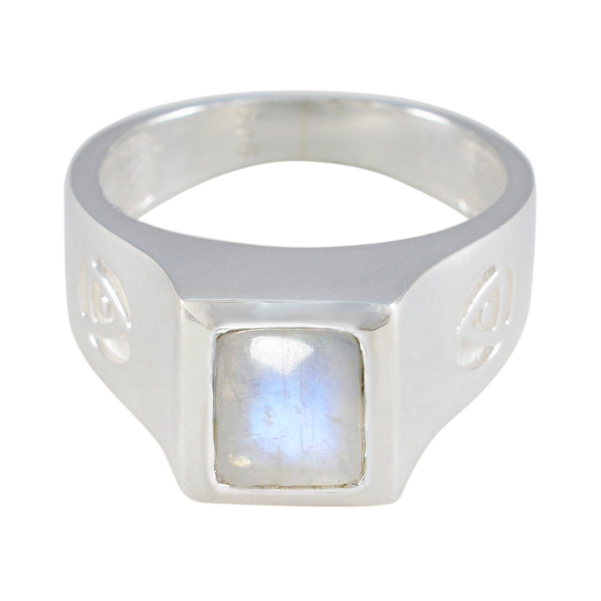 Bella Abstract White Solitaire Ring Rainbow Moonstone White