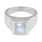Bella Abstract White Solitaire Ring Rainbow Moonstone White