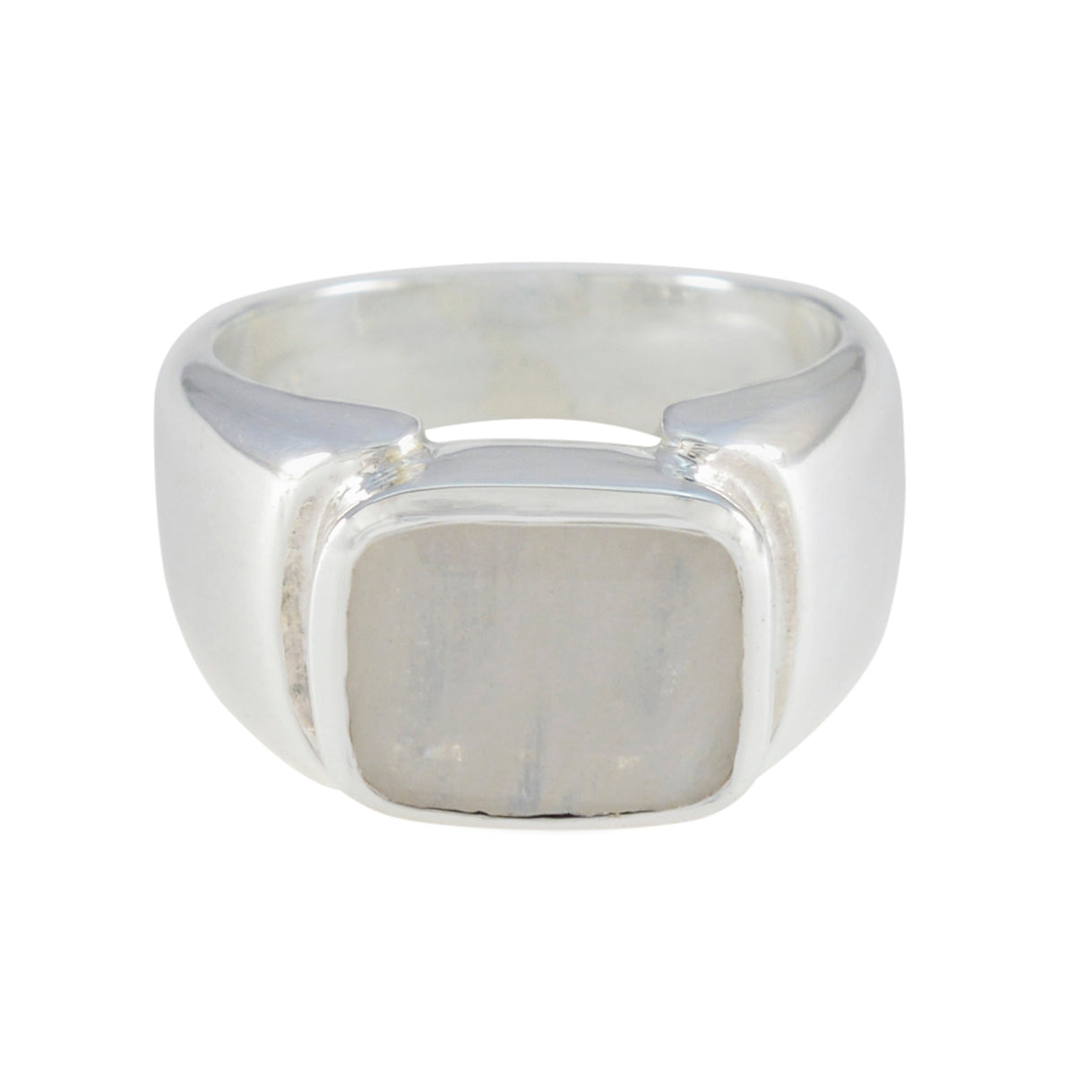 Penelope Abstract White Solitaire Ring Rainbow Moonstone White