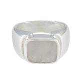 Penelope Abstract White Solitaire Ring Rainbow Moonstone White