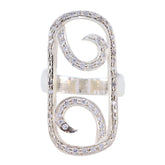 Ella abstract white statement ring with delicate swirl design and sparkling stones
