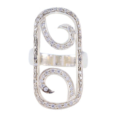 Ella abstract white statement ring with delicate swirl design and sparkling stones