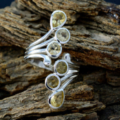 Agustina Abstract Yellow Gemstone Ring in Silver