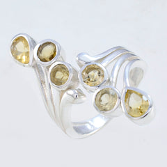Agustina Abstract Yellow Gemstone Ring in Silver