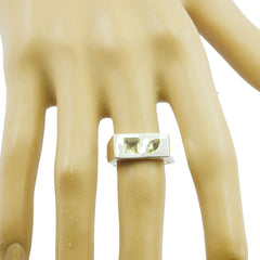 Riya abstract yellow toi et moi ring silver band with square and marquise yellow gemstones on mannequin hand